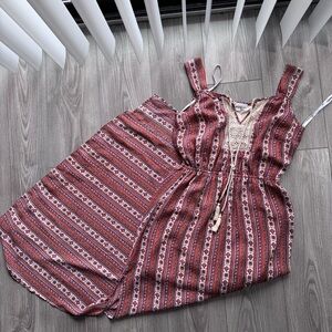 DR2 Red and White Patterned Maxi Dress